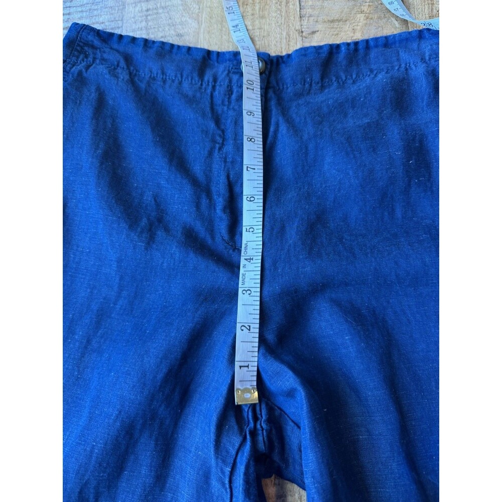 Ann Taylor Women's Blue Chambray Linen Crop Pants High Rise Pockets 12 Petite - Picture 11 of 13